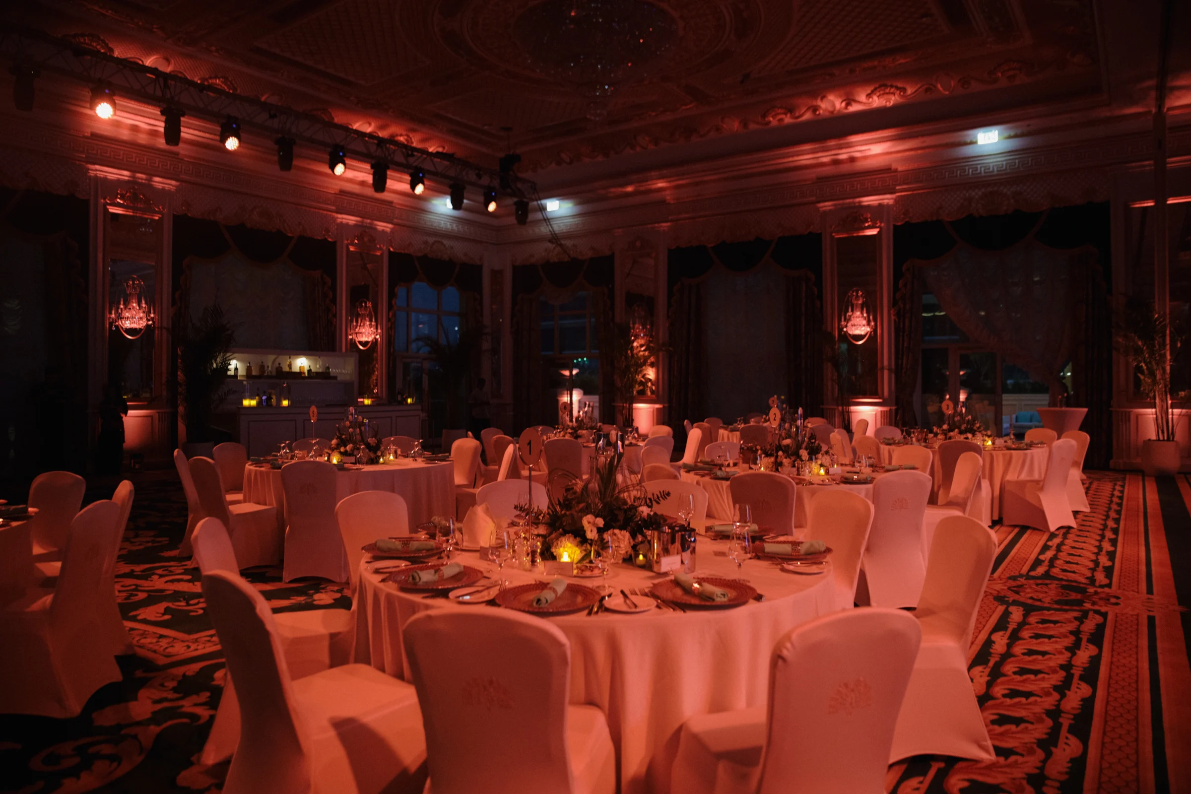 Gala hall prepared before guests arrive