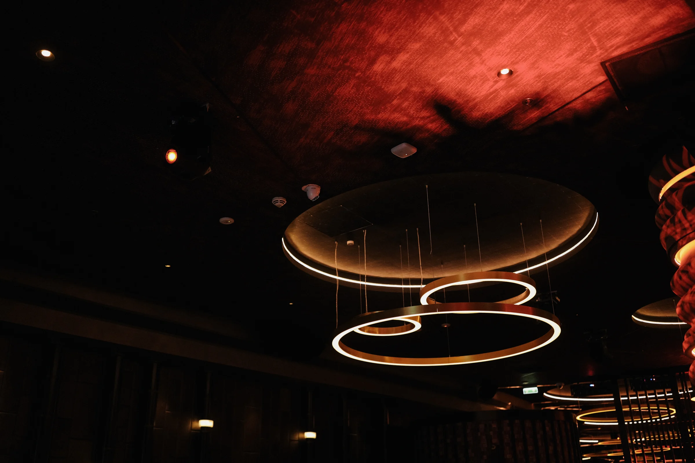 Circular lighting installation inside the venue